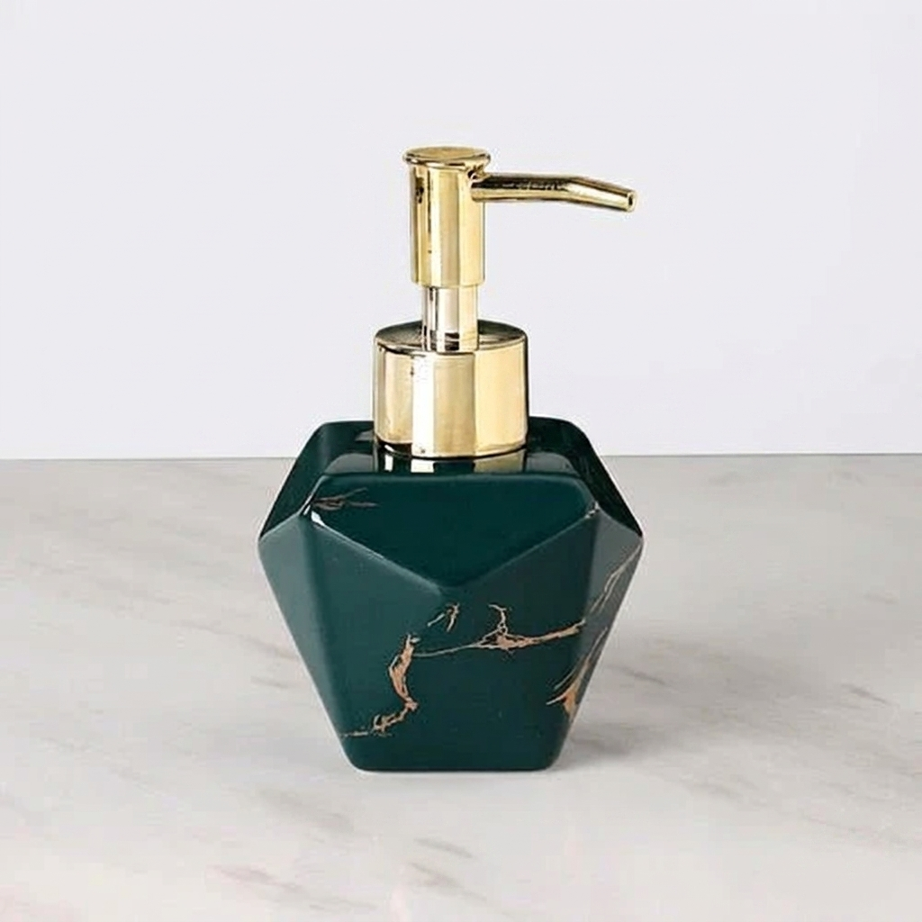 Liquid Soap Dispenser Marble Finish Pump Decorative Countertop