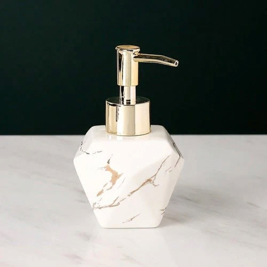 Liquid Soap Dispenser Marble Finish Pump Decorative Countertop