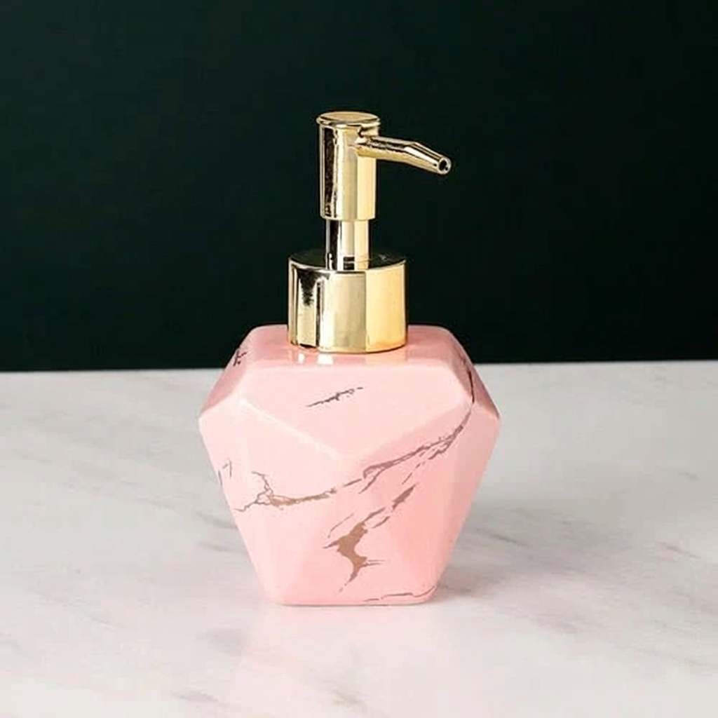 Liquid Soap Dispenser Marble Finish Pump Decorative Countertop