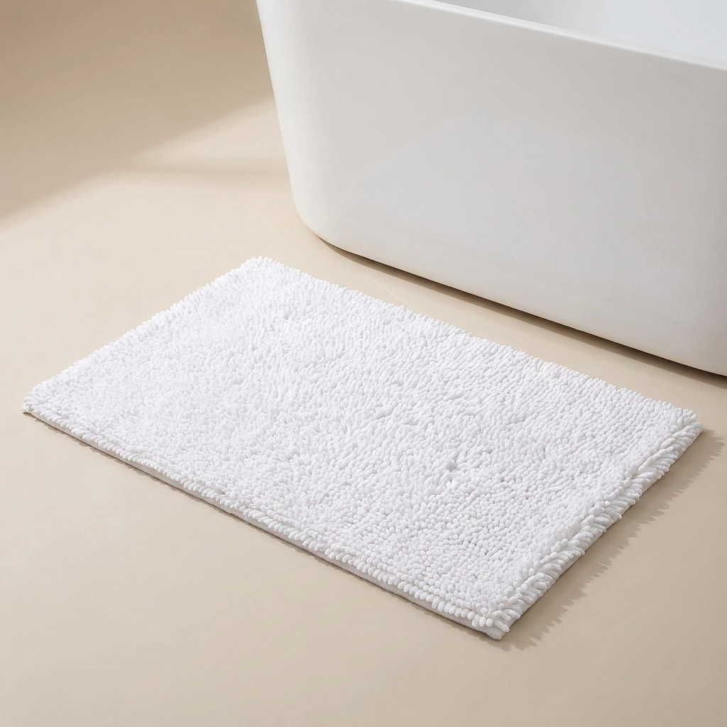 Bath Mat Chenille Non Slip Washable Bathroom Rug