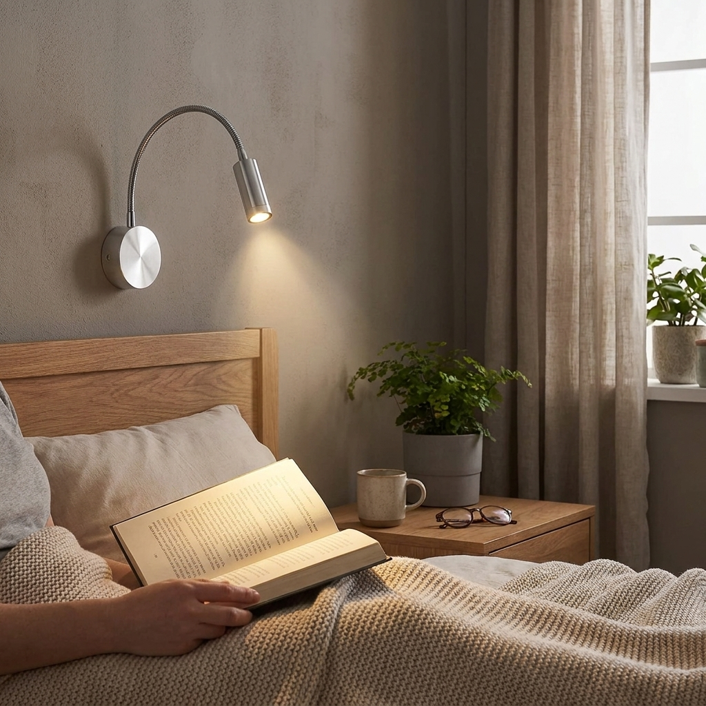 Gooseneck Wall Reading Light, 3W LED, Aluminum Body, 110–240V
