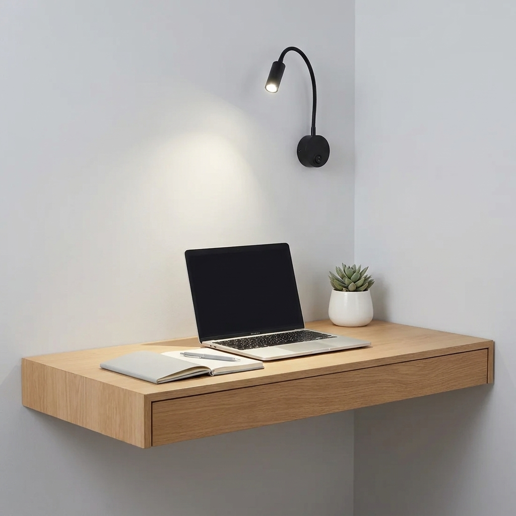 Gooseneck Wall Reading Light, 3W LED, Aluminum Body, 110–240V