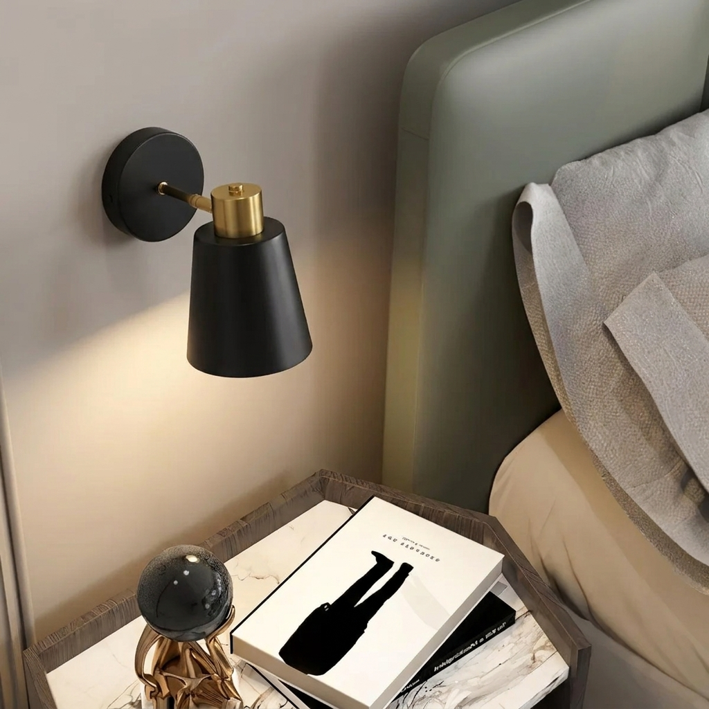 Adjustable Wall Lamp with Cone Shade - Wall Sconce Lighting for Reading and Ambient Use