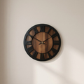 Wall Clock Wooden Open Dial Silent Battery Operated Round Decorative Home Clock