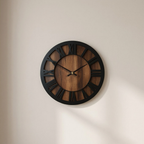 Wall Clock Wooden Open Dial Silent Battery Operated Round Decorative Home Clock