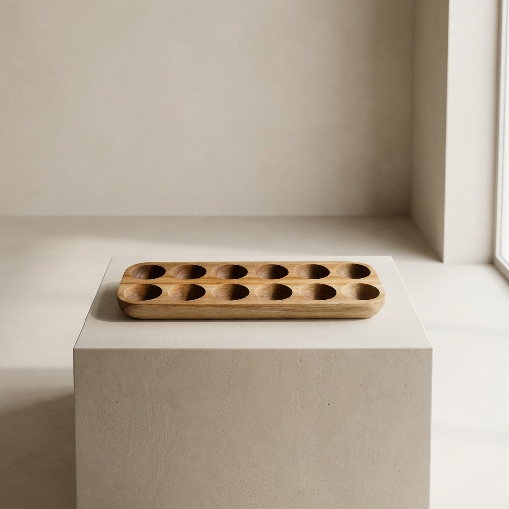 Egg Container Wooden Acacia Natural Finish Kitchen Storage Egg Tray Holder