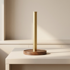 Countertop Paper Towel Holder, Walnut Base, Aluminum Pole