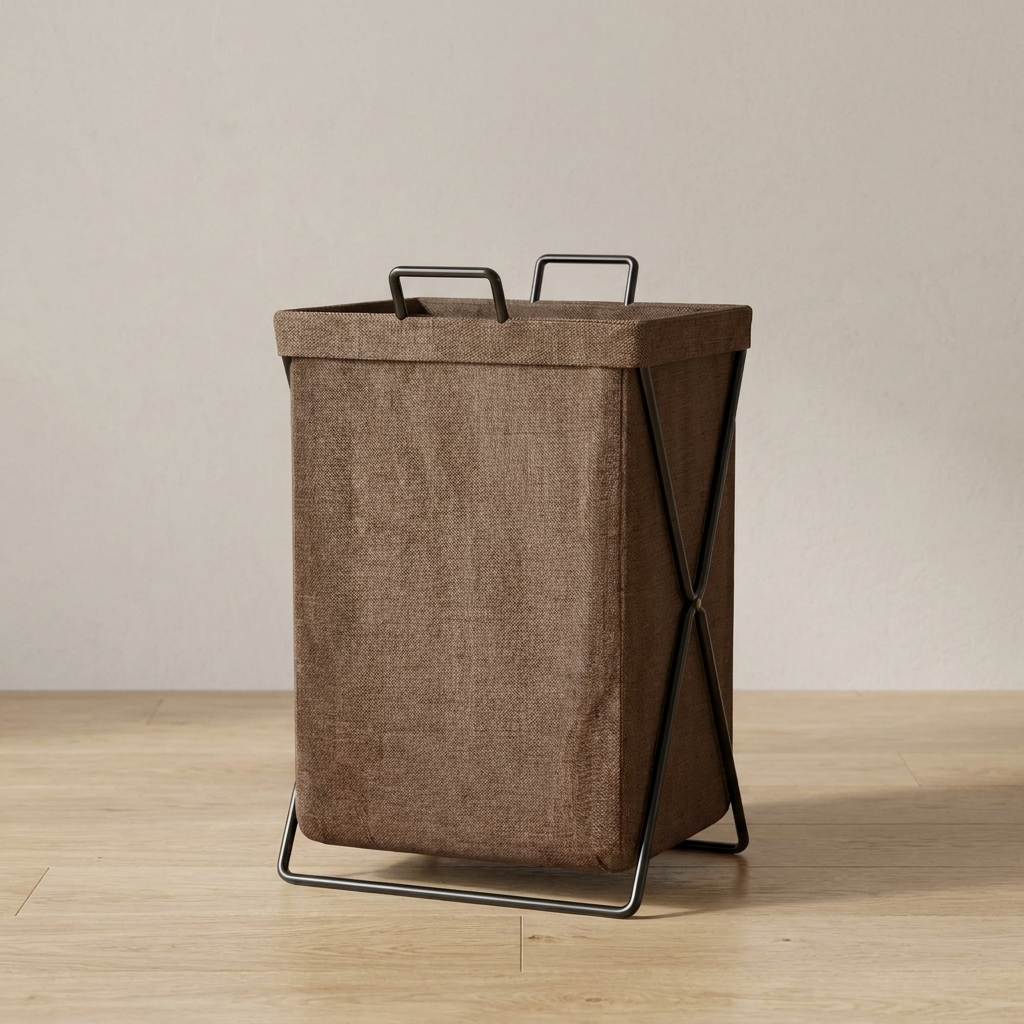 Collapsible Laundry Basket, Metal Frame, 60L Capacity, Non-Woven Fabric