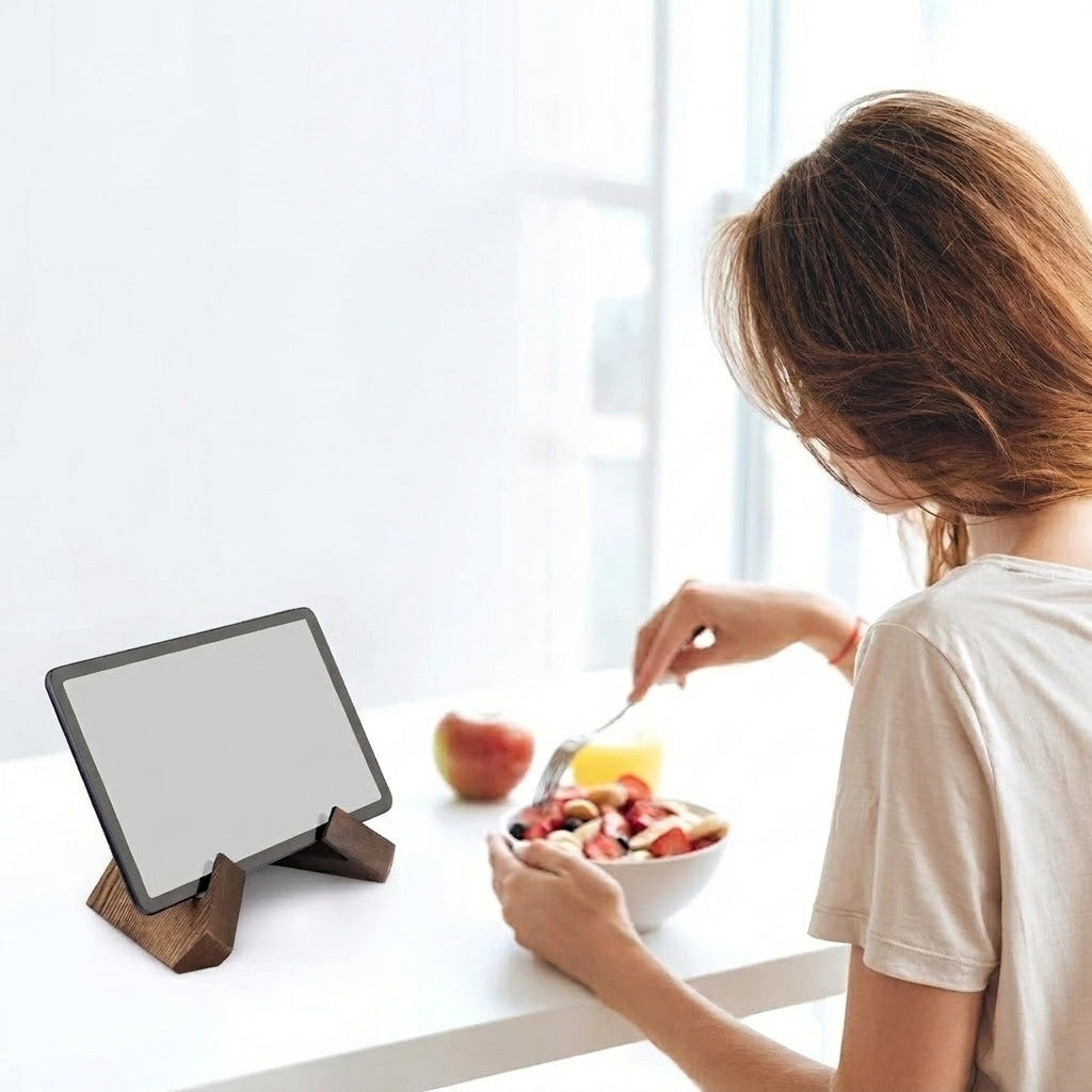 Cookbook Stand Adjustable Wooden Recipe Tablet Holder