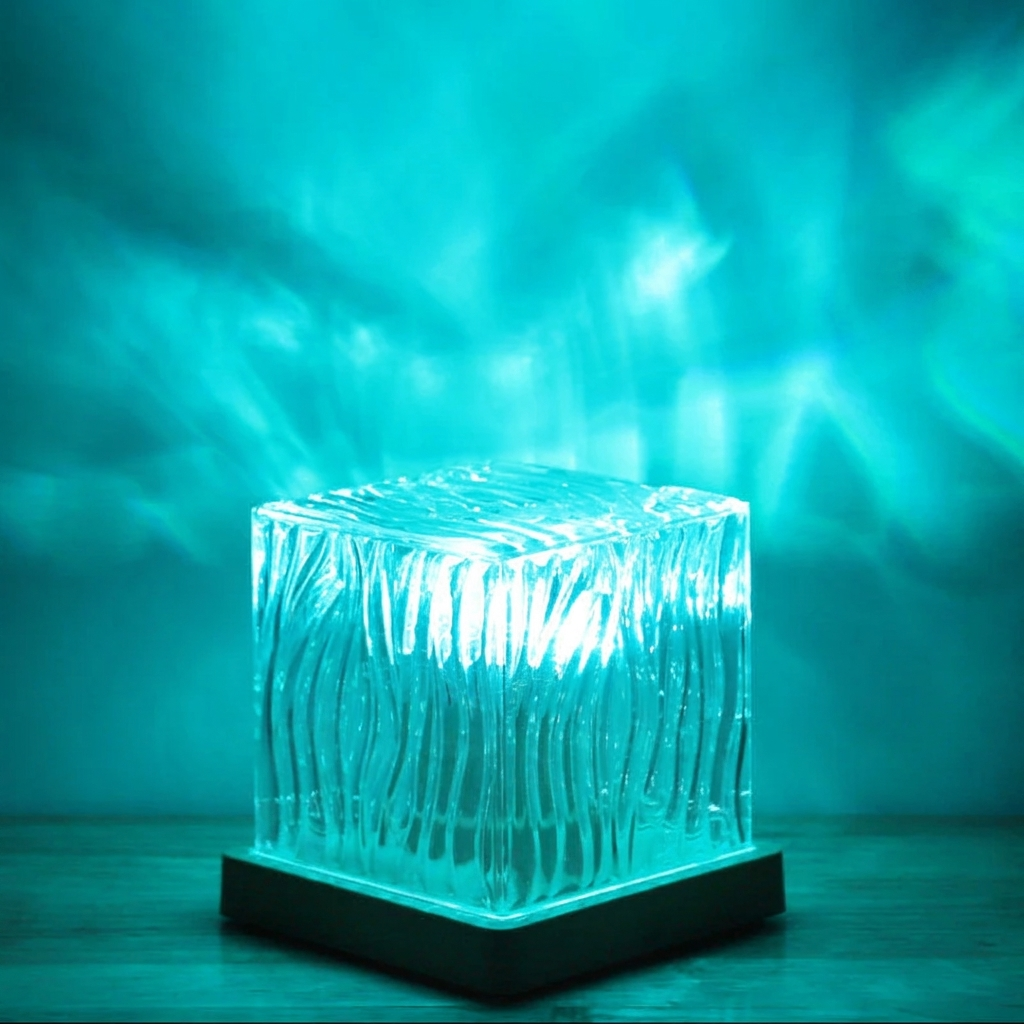 Aurora Water Ripple Projection Lamp with 16 Colors, USB Rechargeable Atmosphere Light for Bedroom and Living Room