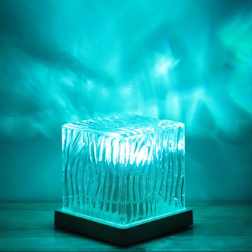 Aurora Water Ripple Projection Lamp with 16 Colors, USB Rechargeable Atmosphere Light for Bedroom and Living Room