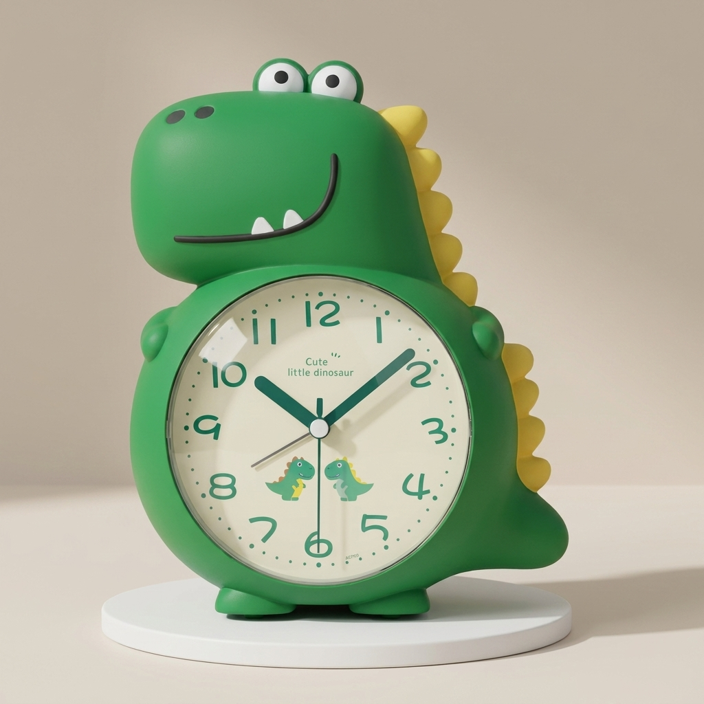 Kids Dinosaur Alarm Clock, Silent Mechanism, Dual Alarm Tones