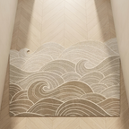 Indoor Printed Floor Mat PVC Non Slip Washable Rectangle Waves Pattern