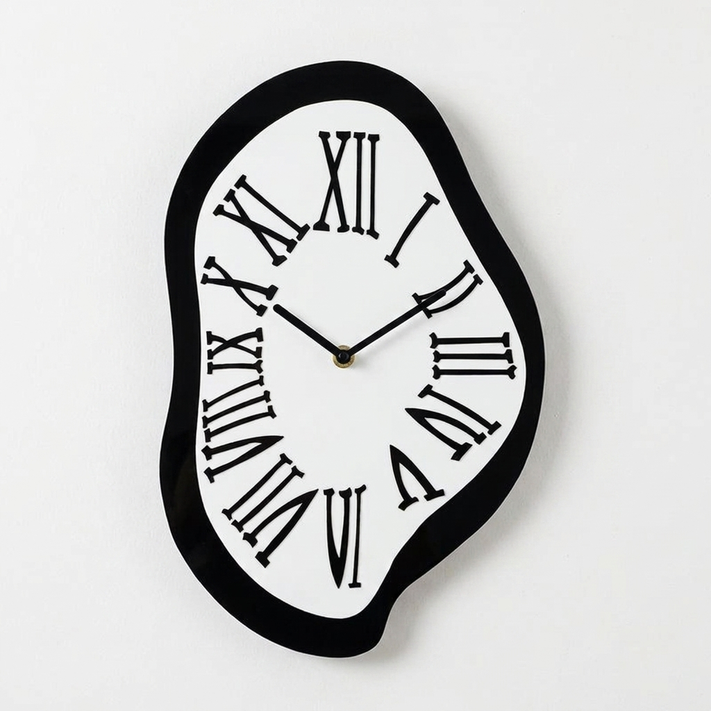 Wall Clock Acrylic Irregular Design Silent Movement Black Blue Multicolor