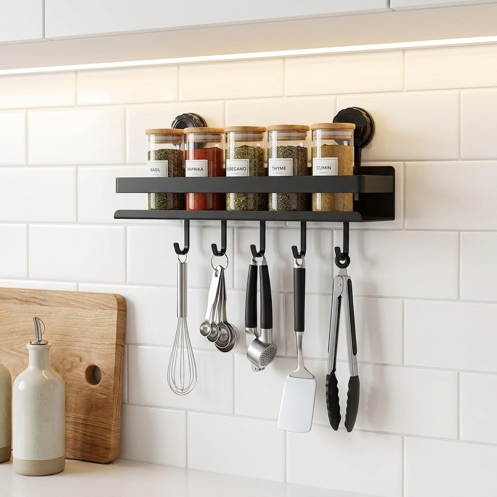 Spice Rack Organizer Wall Mounted Suction Cup