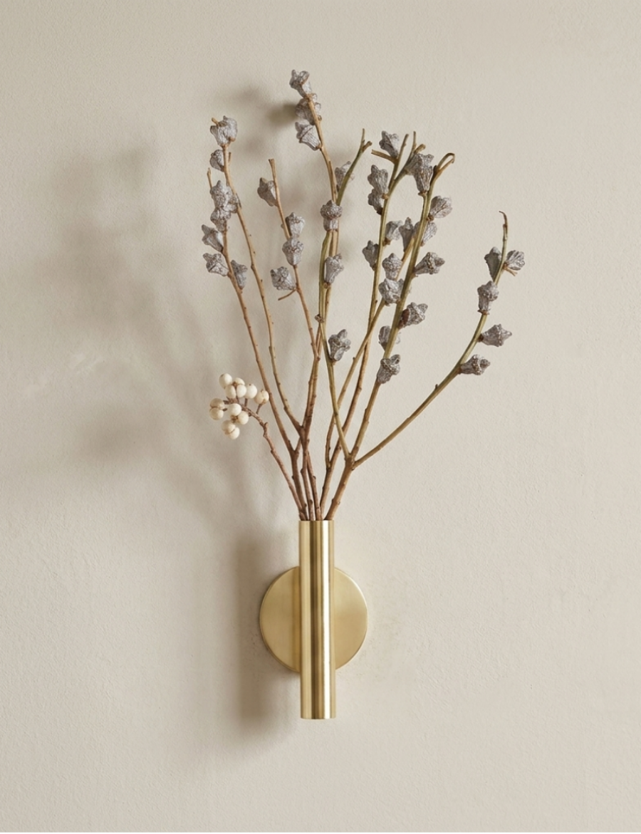 Wall Mounted Flower Tube Vase, Geometric Design, Minimalist Indoor Decor