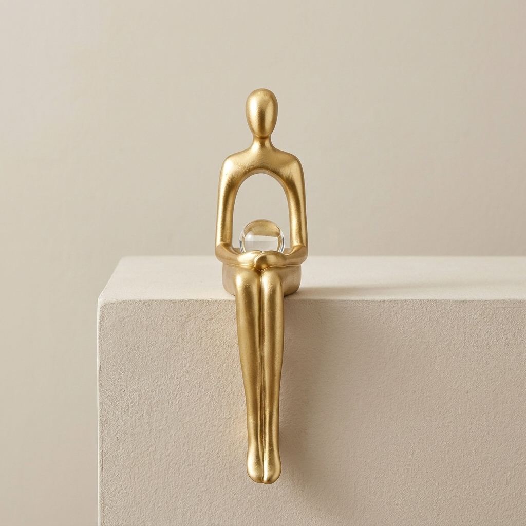 Figurine Resin Metallic Gold Abstract Decorative Sculpture