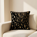 Velvet Cushion Cover Gold Leaf Print Bamboo Rayon Decorative Throw Pillow Cover