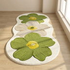 Floral Runner Rug Plush Microfiber Non Slip Oversized Flower Pattern
