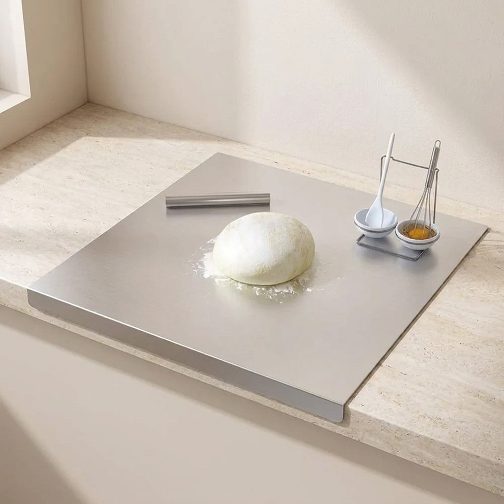 Stainless Steel Cutting Board, Raised Edge, Dishwasher Safe
