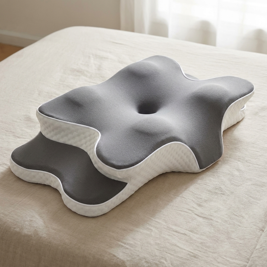 Memory Foam Pillow Adjustable Height Contoured Design Polyester Cover
