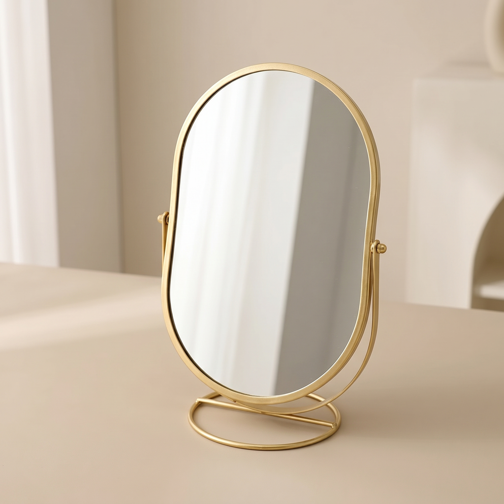 Tabletop Makeup Mirror, 360° Rotation, No Assembly Required, Reflective View
