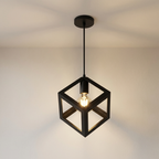 Pendant Light Iron Black Cube Open Frame Ceiling Mounted