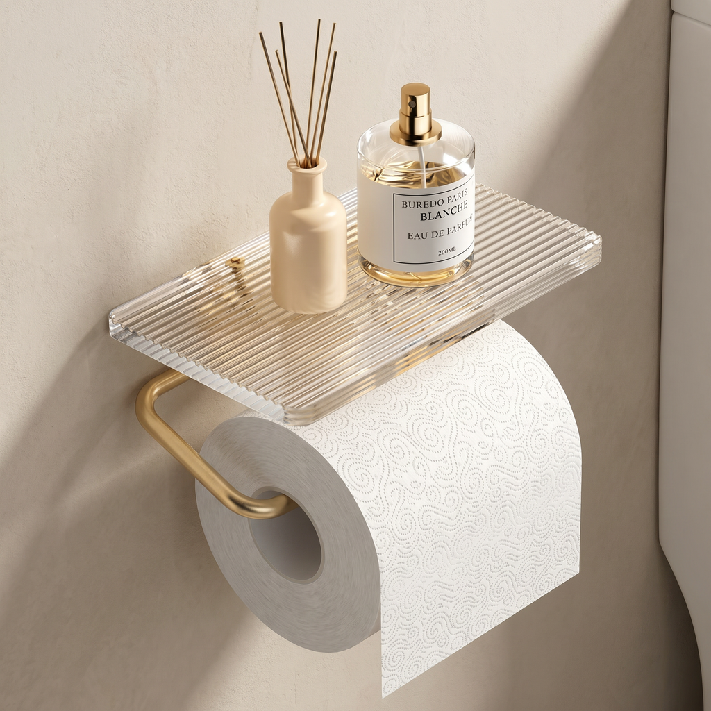Wall-Mounted Toilet Paper Holder, Metal Accents, 5 kg Capacity