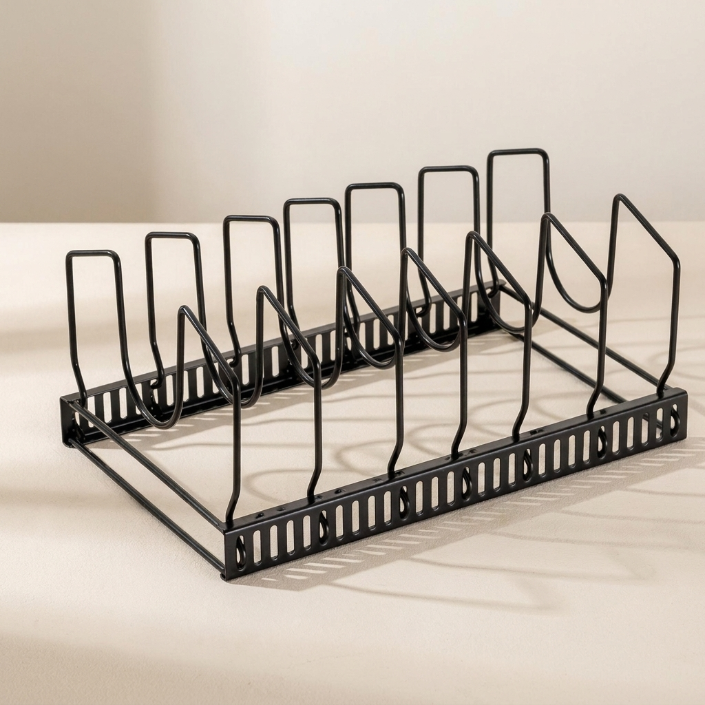 Iron Pot Lid Storage Rack, Kitchen Organizer, Iron, Space-Saving
