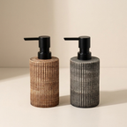 Hand Soap Dispenser Set Ribbed Ceramic Bathroom Kitchen Countertop Dispensers