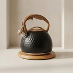 Non Electric Kettle Stainless Steel Wooden Handle Hexagonal Design