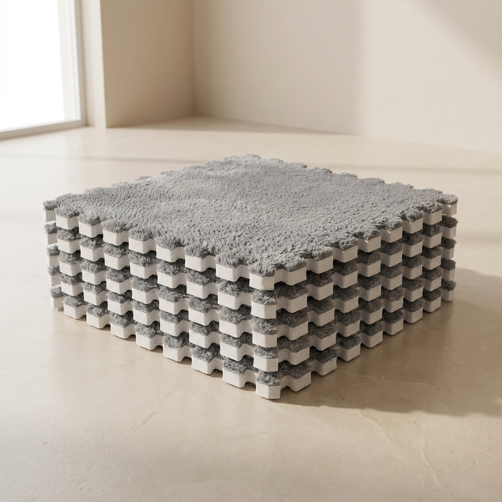Floor Mat Interlocking Foam Plush Soft Surface Puzzle Design 12 Piece Set