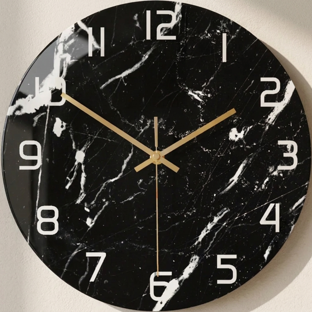 Marble Wall Clock, Silent Mechanism, Acrylic Build