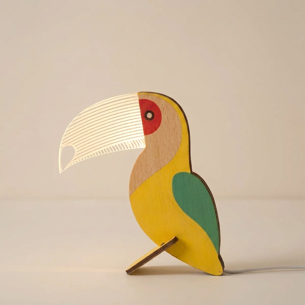 Table Lamp Wooden Animal Design LED USB Powered Warm White