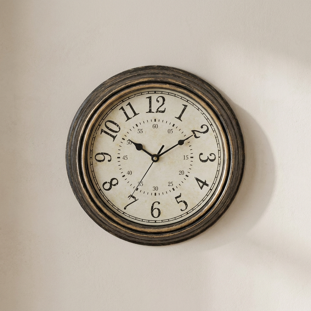 Wall Clock Solid Wood Silent Quartz Rustic Vintage Design