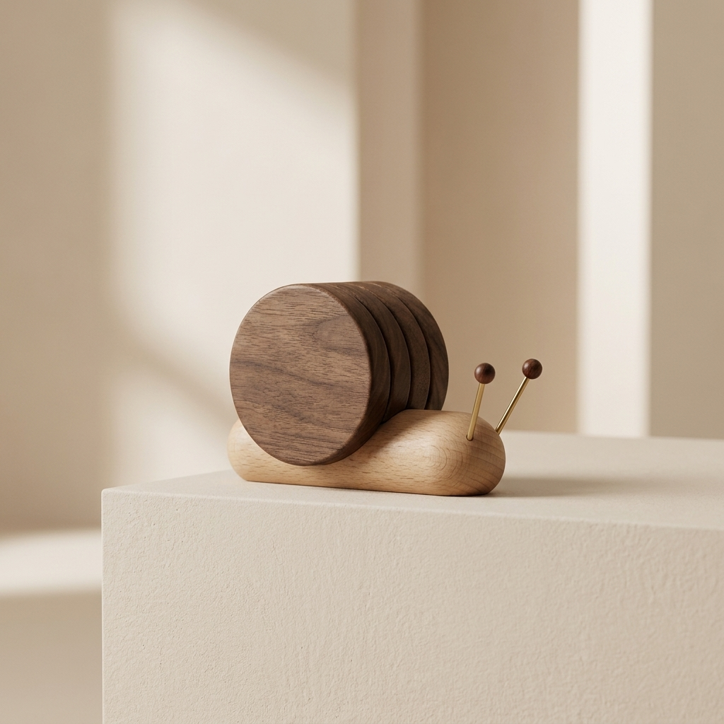 Coasters Natural Walnut Wood Stackable Scandinavian Design