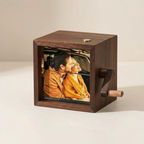 Photo Display Box Wooden Manual Crank 8 to 16 Photo Capacity