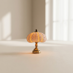 Miniature Night Light, Natural Sea Urchin Shell, Gold-Plated Metal Base, Button Cell Powered
