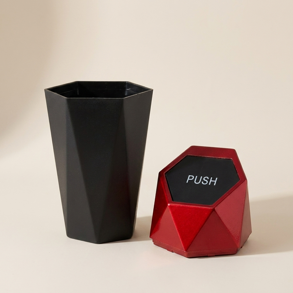 Car Trash Can, Cup Holder Compatible, ABS Plastic, Push Lid