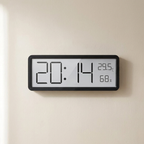 Digital Wall Clock, LCD Screen, Temperature and Humidity Sensors, Plastic Housing