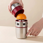 Manual Citrus Juicer, Stainless Steel, Hand-Press, Built-in Cup