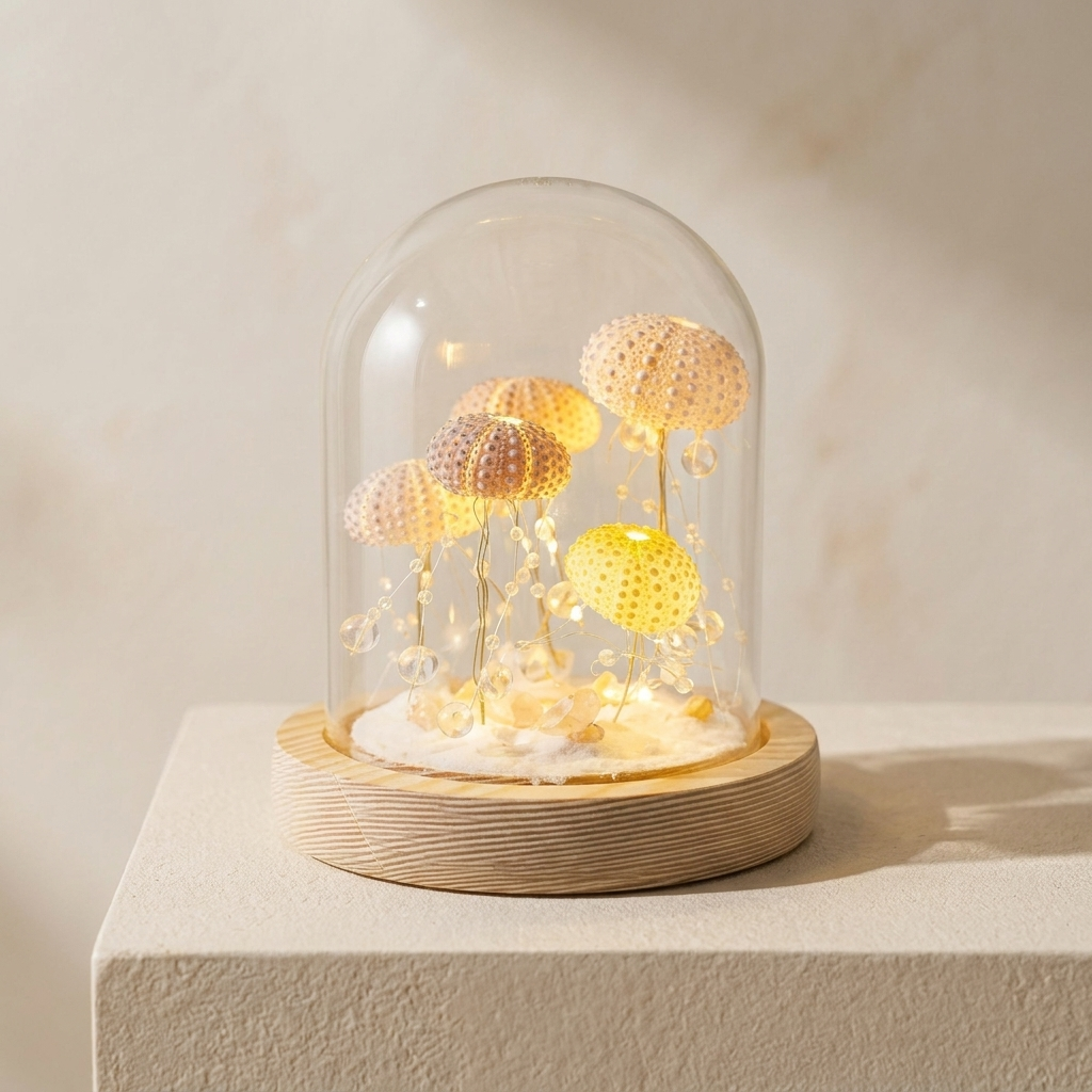 Sea Urchin Shell Night Light Battery Powered Freestanding Decor Lamp