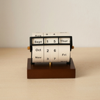 Desk Calendar Natural Wood Rotatable Block Perpetual Date Display