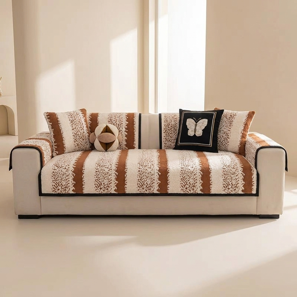 Sofa Cover Plush Polyester Non Slip Machine Washable