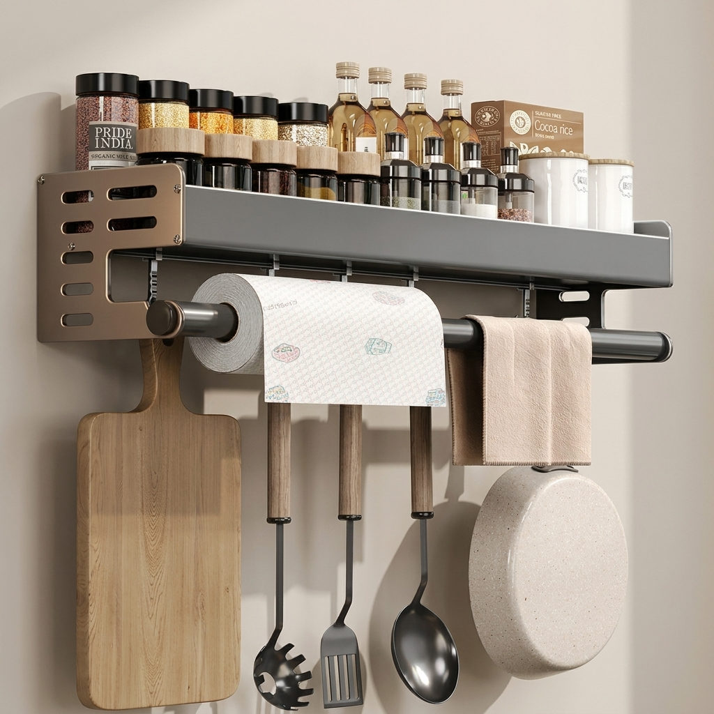 Kitchen Storage Organizer Wall Mounted Pantry Storage Rack Durable Material