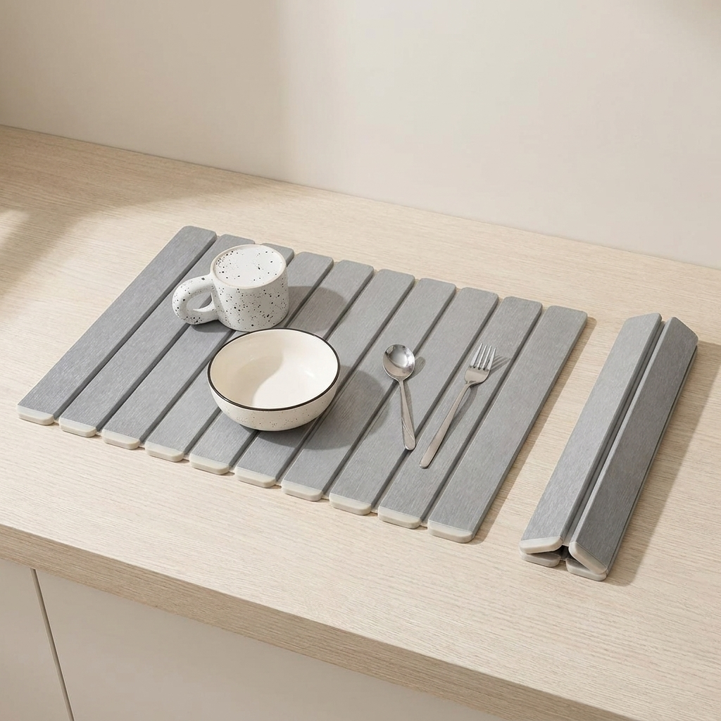 Stone Bath Mat Diatomaceous Earth Flat Design Moisture Absorbing