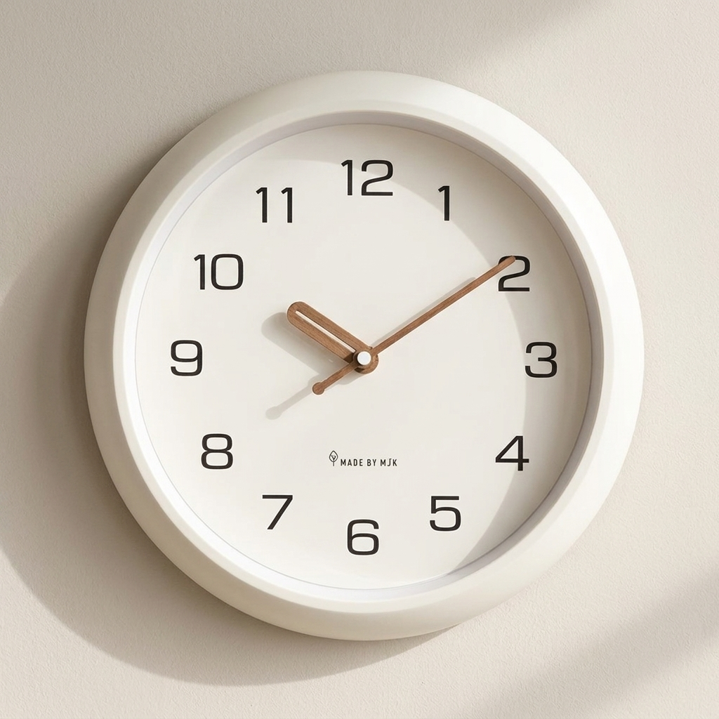 Round Analog Wall Clock Silent Quartz Movement Lightweight ABS Plastic