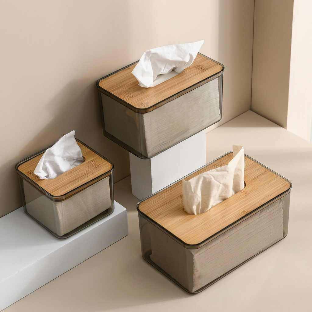 Tissue Holder Plastic Desktop Tissue Storage Organizer
