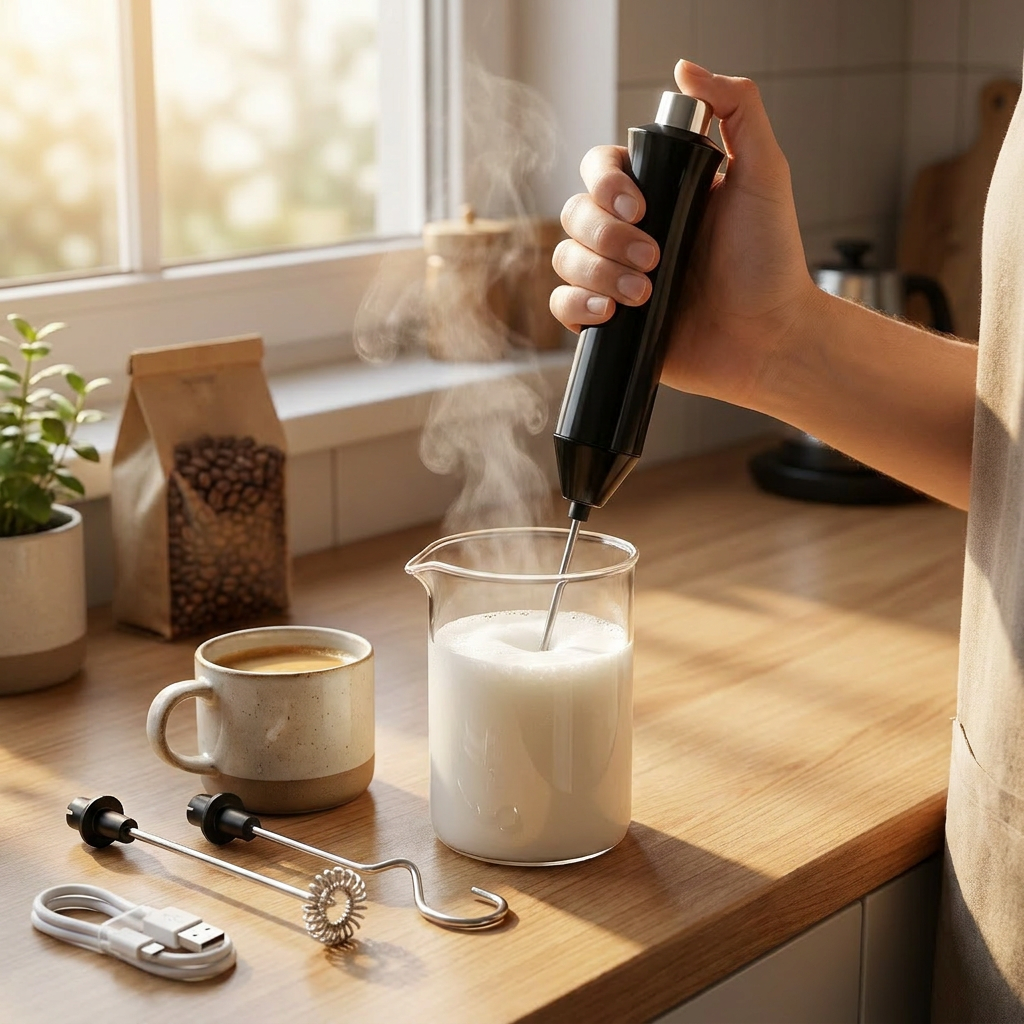 Milk Frother Rechargeable Stainless Steel 3 Speed Settings