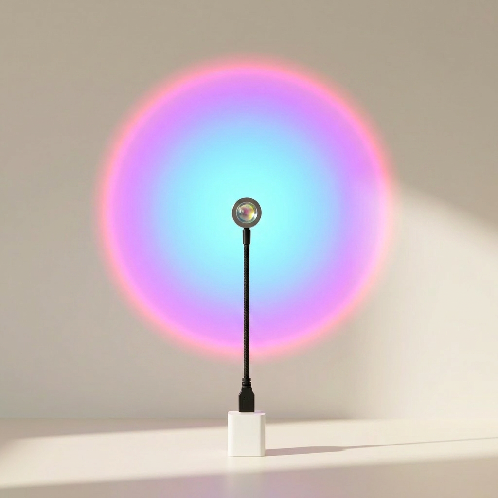LED Light Projector, 12 cm Height, 7 Color Modes, USB Powered